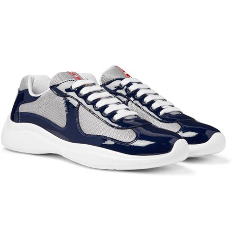 prada men's cup sneakers|navy blue prada sneakers.